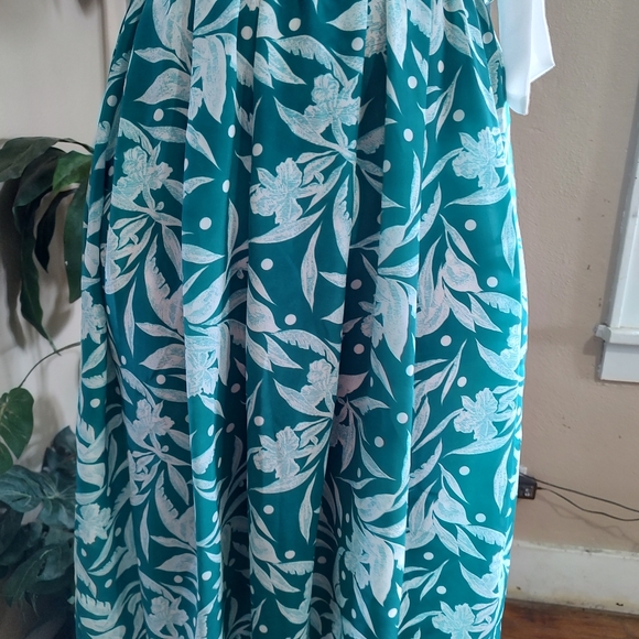 Vintage 80's Teal Hawaiian Print Dress Breli Original SZ Small - Large Range - Picture 7 of 15